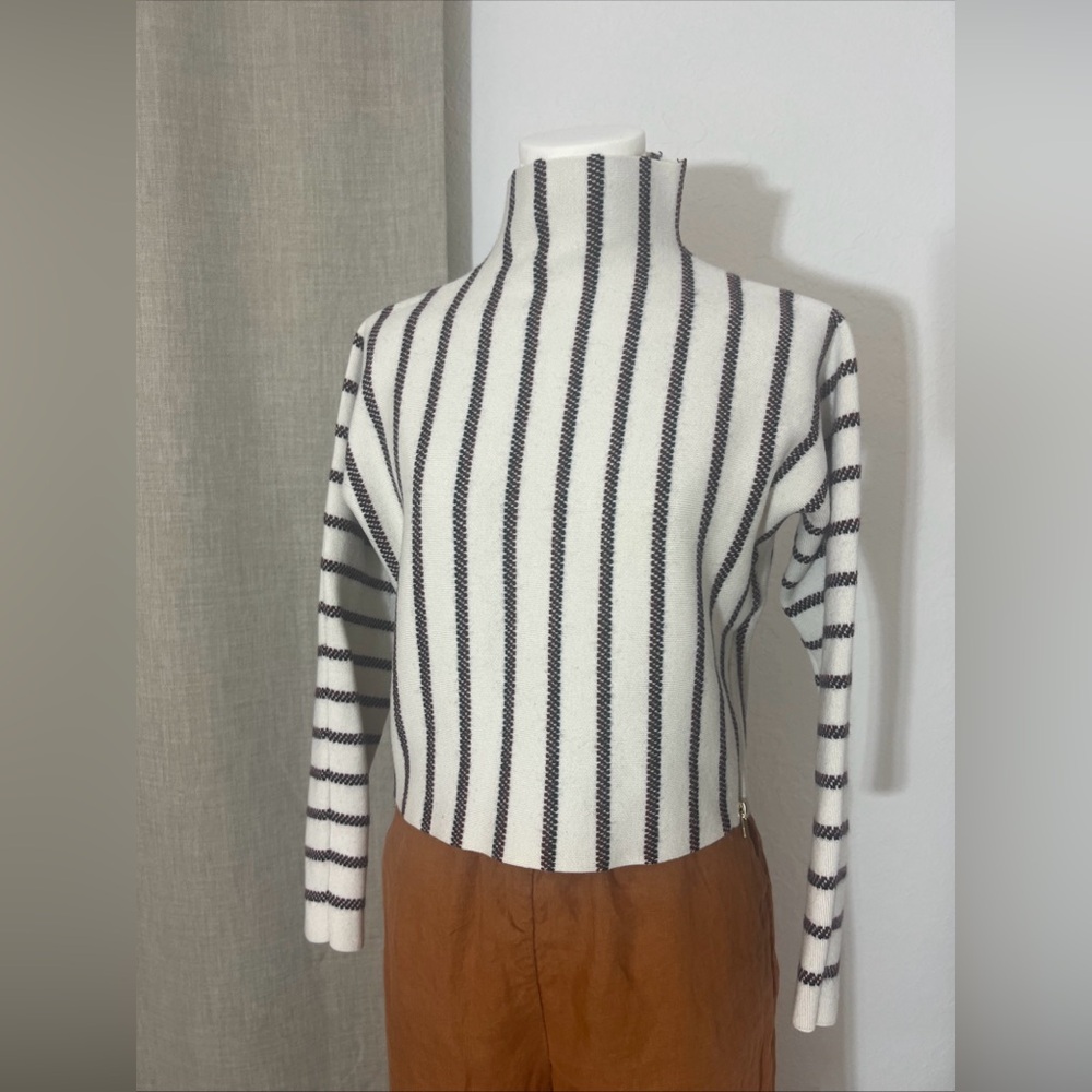 Women’s Neutral Aesthetic Quiet Luxury Maje Mock Neck Wool Crop Sweater Size 2